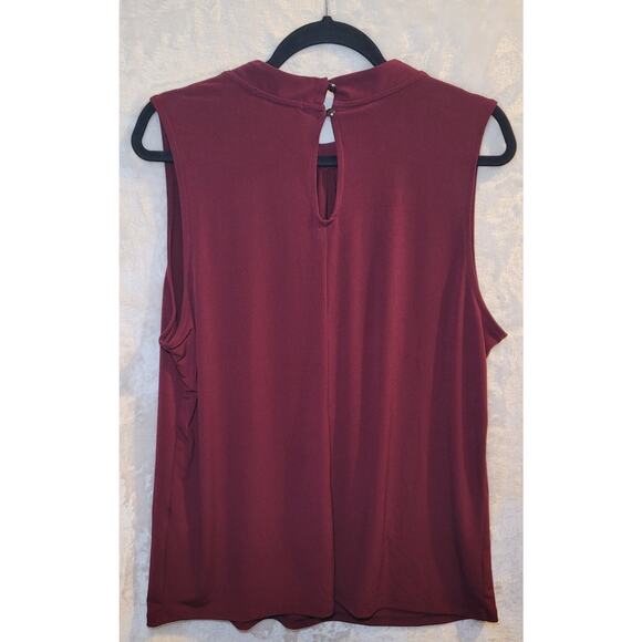 Women's Banana Republic Polyester Sleeveless Blouse Burgundy Neck Top Size XL - Picture 5 of 5